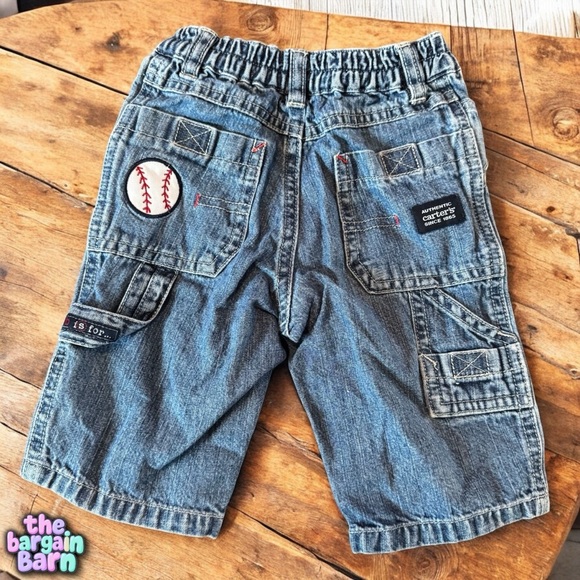 Carter’s Authentic Vintage Boys Embroidered Baseball Denim Cargo Jeans (6M) - Picture 3 of 5